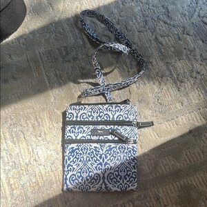Scout Blue and White Crossbody Bag with Ornate Design